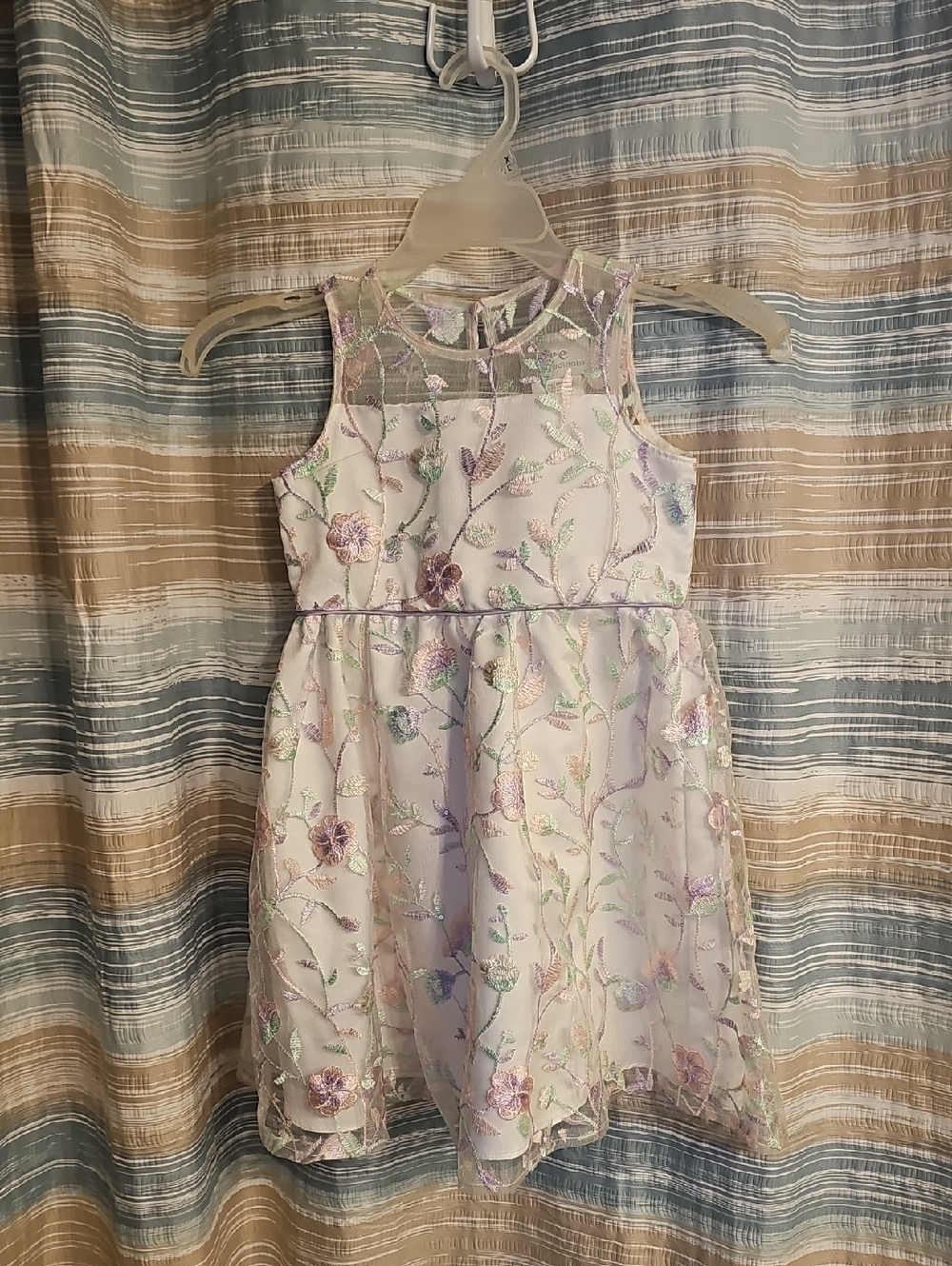 Rare Editions Lavender Floral Embroidered Party Dress